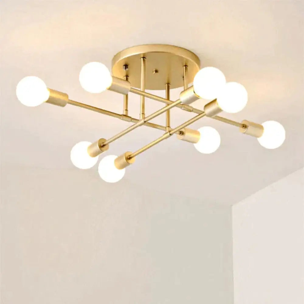 6/8 Head Led Industrial Iron Ceiling Light Living Room Lighting Nordic E27 Lamp Golden 8 Heads