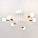 6/8 Head Led Industrial Iron Ceiling Light Living Room Lighting Nordic E27 Lamp White Golden 6 Heads