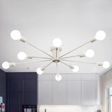6/8 Head Retro Metal Ceiling Light Fixture - Semi Flush Mount Lighting For Bedroom In Black/White