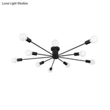 6/8 Head Retro Metal Ceiling Light Fixture - Semi Flush Mount Lighting For Bedroom In Black/White