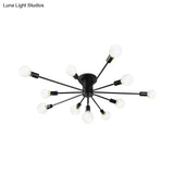 6/8 Head Retro Metal Ceiling Light Fixture - Semi Flush Mount Lighting For Bedroom In Black/White