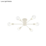 6/8 Head Retro Metal Ceiling Light Fixture - Semi Flush Mount Lighting For Bedroom In Black/White