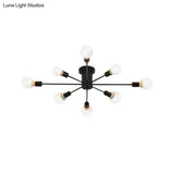 6/8 Head Retro Metal Ceiling Light Fixture - Semi Flush Mount Lighting For Bedroom In Black/White