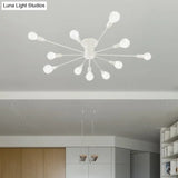 6/8 Head Retro Metal Ceiling Light Fixture - Semi Flush Mount Lighting For Bedroom In Black/White