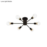 6/8 Head Retro Metal Ceiling Light Fixture - Semi Flush Mount Lighting For Bedroom In Black/White