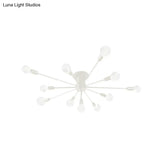 6/8 Head Retro Metal Ceiling Light Fixture - Semi Flush Mount Lighting For Bedroom In Black/White