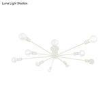 6/8 Head Retro Metal Ceiling Light Fixture - Semi Flush Mount Lighting For Bedroom In Black/White