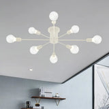 6/8 Head Retro Metal Ceiling Light Fixture - Semi Flush Mount Lighting For Bedroom In Black/White 8
