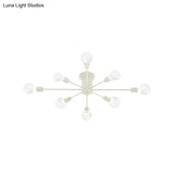 6/8 Head Retro Metal Ceiling Light Fixture - Semi Flush Mount Lighting For Bedroom In Black/White