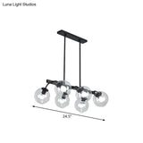 6/8-Light Modern Pendant With Black Orb Shade For Kitchen And Dining Room
