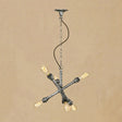 6-Bulb Antique Silver Sputnik Restaurant Chandelier With Iron Hanging Lighting And Pipe Aged