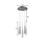 Modern Tapered Hanging Lamp With 5/6 Silver Metal Heads - Stylish Pendant Light For Dining Room In
