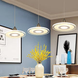 Modern Circle Pendant Led Hanging Lamp For Dining Room Island With Acrylic Shade In Warm/White Light