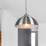 Vintage Metal Domed Pendant Light With Ribbed Design - Rose Red/Nickel Finish 1 Bulb Indoor Lighting