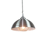 Vintage Metal Domed Pendant Light With Ribbed Design - Rose Red/Nickel Finish 1 Bulb Indoor Lighting