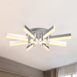 Semi-Mount Sputnik Ceiling Light With Acrylic Shade & Modern Silver Finish - Ideal For Indoor Spaces