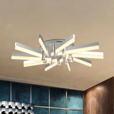 Semi-Mount Sputnik Ceiling Light With Acrylic Shade & Modern Silver Finish - Ideal For Indoor Spaces