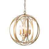 Vintage Style Metallic Orbit Chandelier - Indoor Ceiling Lamp With 3 Lights And Adjustable Chain