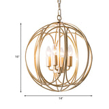 Vintage Style Metallic Orbit Chandelier - Indoor Ceiling Lamp With 3 Lights And Adjustable Chain
