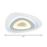Contemporary Led Flush Mount Light - Wide Acrylic Shade Triangle Ceiling Lamp (16/20/24.5) In