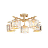 Nordic Crystal Semi Flush Mount Ceiling Light For Bedroom And Living Room - Cylindrical Shade