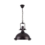 Industrial Dome Hanging Lamp - 1 Light Metal Ceiling With Frosted Diffuser For Dining Room