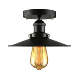 Vintage Metal Semi Flush Light With Black/Brass Flat Shade For Kitchen - 1 Bulb