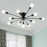 6/8 Head Retro Metal Ceiling Light Fixture - Semi Flush Mount Lighting For Bedroom In Black/White 11