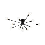 6/8 Head Retro Metal Ceiling Light Fixture - Semi Flush Mount Lighting For Bedroom In Black/White
