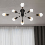 6/8 Head Retro Metal Ceiling Light Fixture - Semi Flush Mount Lighting For Bedroom In Black/White 8