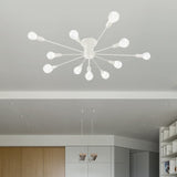 6/8 Head Retro Metal Ceiling Light Fixture - Semi Flush Mount Lighting For Bedroom In Black/White