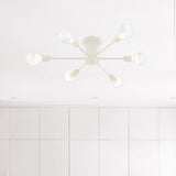 6/8 Head Retro Metal Ceiling Light Fixture - Semi Flush Mount Lighting For Bedroom In Black/White