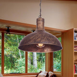 12/16 1-Head Dome Suspension Light With Antiqued Rust Finish - Kitchen Ceiling Lamp