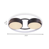 Double Drum Led Flush Ceiling Lamp: Modern Metal 18/21.5 Fixture For Bedroom In Black With
