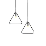 Black Metal Ceiling Pendant Light For Dining Room - Industrial Design Triangle/Round Shape 1 Head