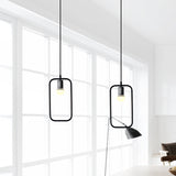 Black Metal Ceiling Pendant Light For Dining Room - Industrial Design Triangle/Round Shape 1 Head