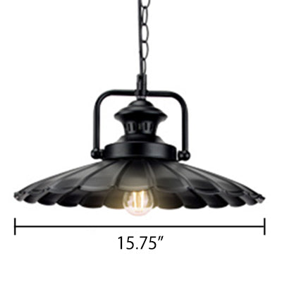 Vintage Industrial Metal Cone Pendant Lamp - Black Indoor Use