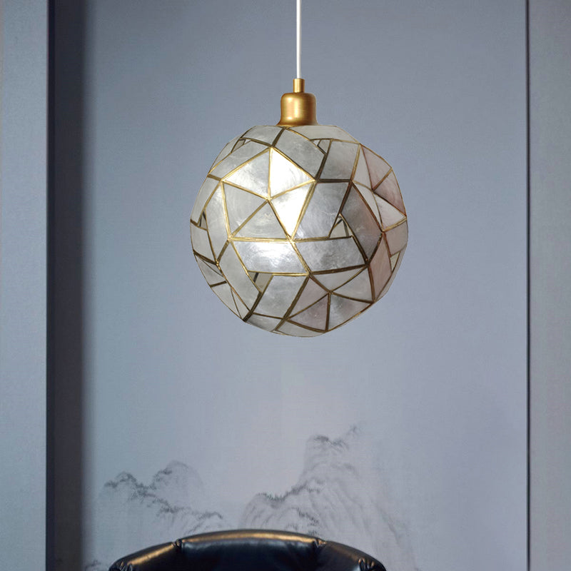 Contemporary Silver Shell Pendant Lamp For Dining Room - Sldined Globe Suspension Light