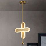 Modern Gold Led Pendant Lamp For Bedroom Ceiling: Crossing Acrylic Fixture