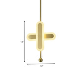 Modern Gold Led Pendant Lamp For Bedroom Ceiling: Crossing Acrylic Fixture