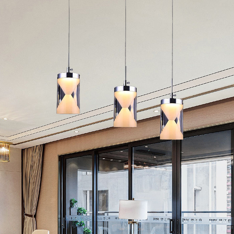 Modern Acrylic Led Hanging Light With Chrome Cluster Pendant - 3 Bulbs Warm/White / Warm