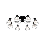 Vintage Wire Framed Metal Ceiling Lights With Adjustable Heads For Bedroom - Available In 3/5/8 And