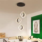 Contemporary Acrylic Pendant Ceiling Light For Dining Room - Multi-Lamp With Led In Black And