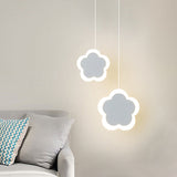Contemporary White Led Acrylic Pendant Light - Flower Design Ceiling Suspension Lamp In Warm/White /