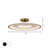Sleek Acrylic Led Close To Ceiling Light In White/Gold Or Black/Gold 18’/21.5’ Dia