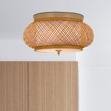 Hand-Knitted Lantern Design Asian Style Bamboo Pendant Light - 3-Light Yellow Ceiling Fixture