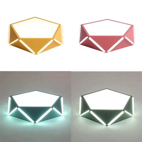 Diamond Acrylic Led Ceiling Lamp - Cafe Pentagon Macaron Style