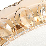 Modern White Glass Bowl Ceiling Lamp With Led Lighting And K9 Crystal Accent - 12’/16’/19.5’ Wide