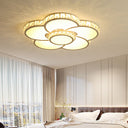 Bloom Flush Mount Led Ceiling Light Fixture With Inlaid Crystal - White Acrylic Warm/White