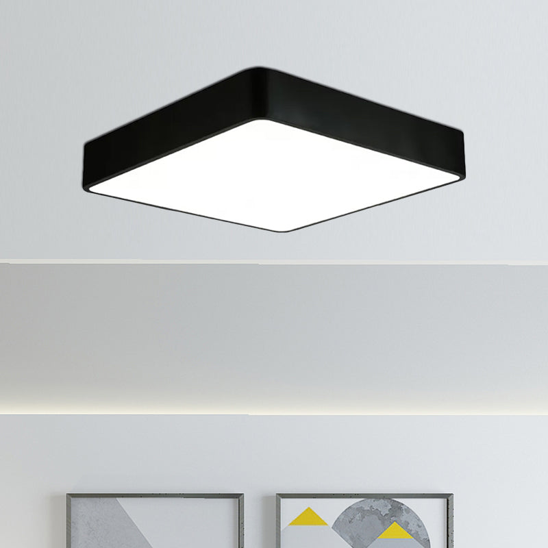 Modern Led Metal Flush Mount Light Fixture - White/Black Square 14/18/23.5 Wide Living Room